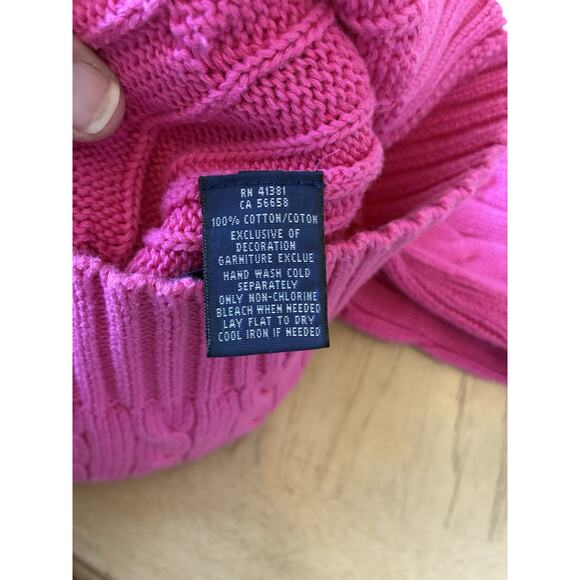 VTG Ralph Lauren Women’s Cable Knit Sweater Pink Preppy Retro Barbie Pony Logo M - Picture 7 of 10